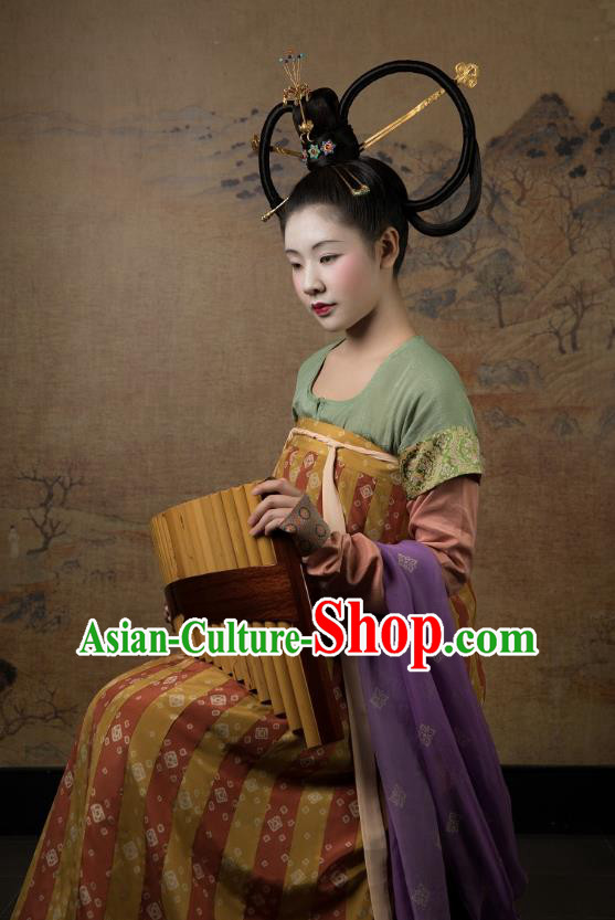 China Ancient Court Lady Hanfu Dress Costumes Traditional Early Tang Dynasty Historical Clothing