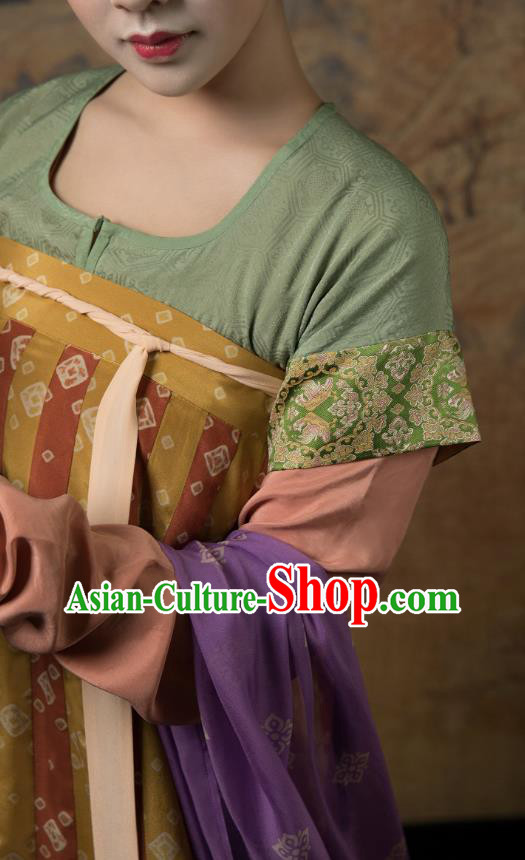 China Ancient Court Lady Hanfu Dress Costumes Traditional Early Tang Dynasty Historical Clothing