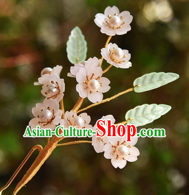 Chinese Traditional Cheongsam Hairpin Hanfu Hair Accessories Ancient Princess Pink Sakura Hair Stick