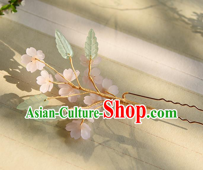 Chinese Traditional Cheongsam Hairpin Hanfu Hair Accessories Ancient Princess Pink Sakura Hair Stick