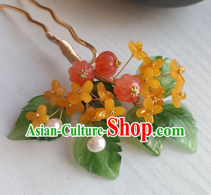 Chinese Ancient Princess Hairpin Hanfu Hair Accessories Traditional Ming Dynasty Osmanthus Hair Stick