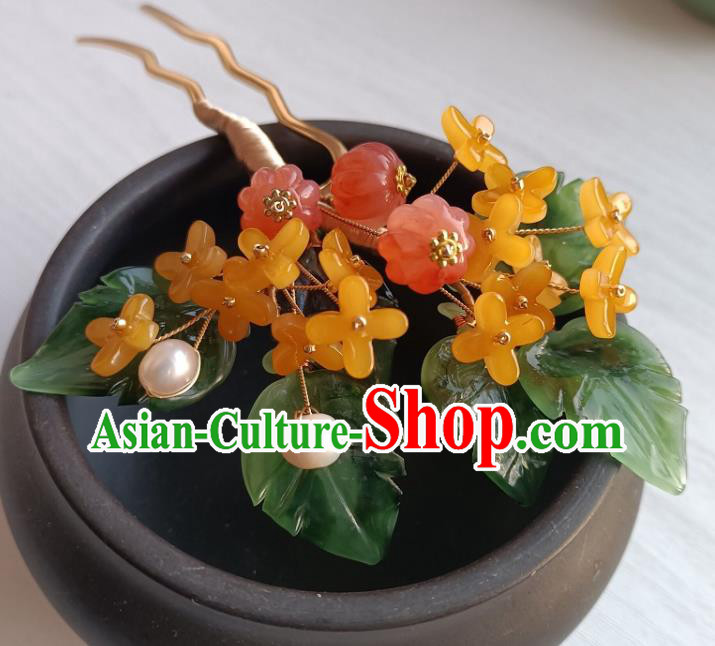 Chinese Ancient Princess Hairpin Hanfu Hair Accessories Traditional Ming Dynasty Osmanthus Hair Stick