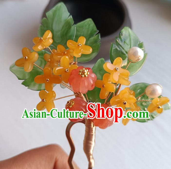 Chinese Ancient Princess Hairpin Hanfu Hair Accessories Traditional Ming Dynasty Osmanthus Hair Stick