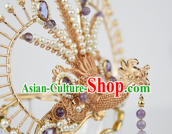 Chinese Handmade Traditional Song Dynasty Hair Accessories Ancient Princess Phoenix Hair Crown