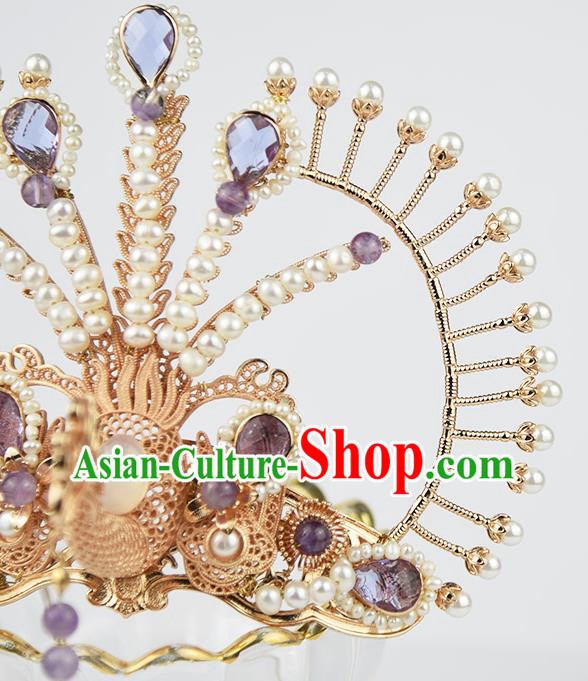 Chinese Handmade Traditional Song Dynasty Hair Accessories Ancient Princess Phoenix Hair Crown