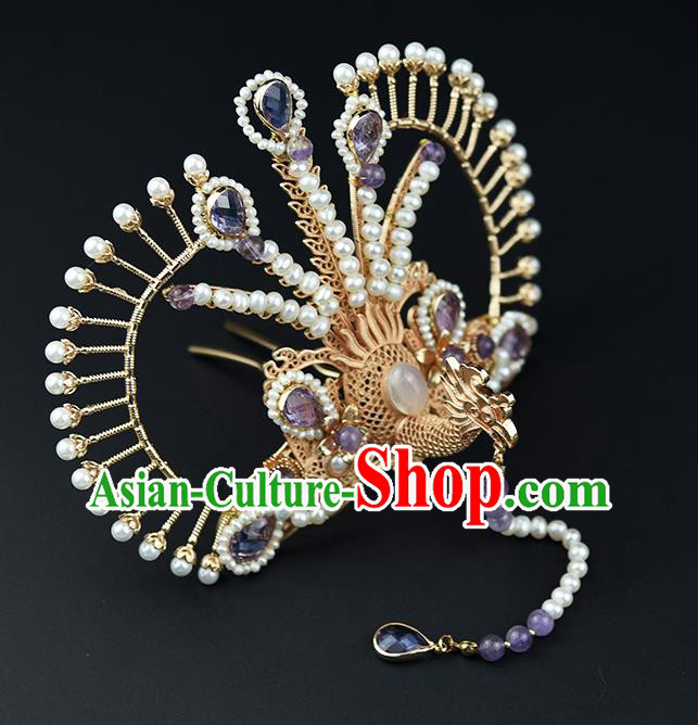 Chinese Handmade Traditional Song Dynasty Hair Accessories Ancient Princess Phoenix Hair Crown