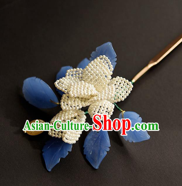 Chinese Traditional Song Dynasty Court Woman Hair Accessories Handmade Ancient Princess Pearls Hairpin