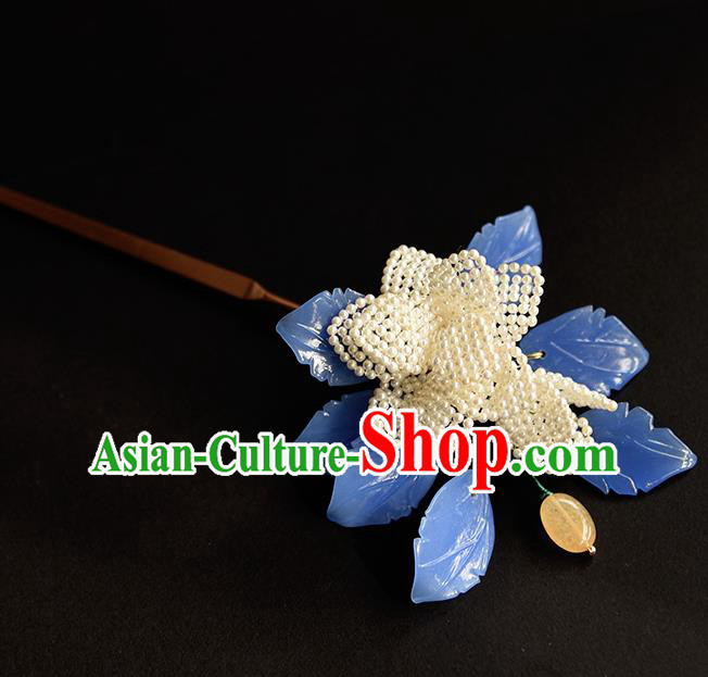 Chinese Traditional Song Dynasty Court Woman Hair Accessories Handmade Ancient Princess Pearls Hairpin