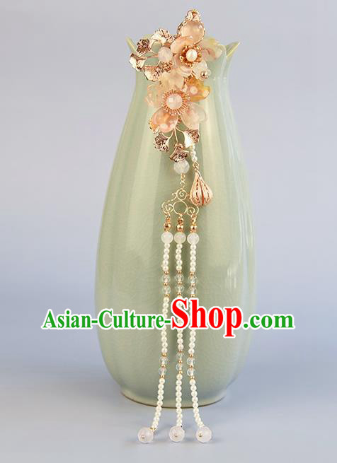 Chinese Traditional Hanfu Sakura Hairpin Hair Accessories Handmade Ancient Princess Tassel Hair Claw