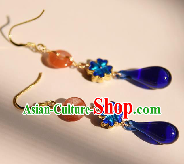 China Handmade Peace Buckle Earrings Jewelry Traditional Cheongsam Cloisonne Ear Accessories