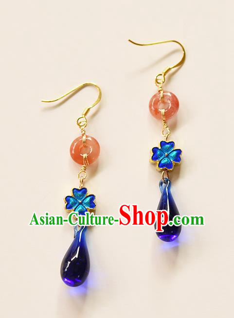 China Handmade Peace Buckle Earrings Jewelry Traditional Cheongsam Cloisonne Ear Accessories