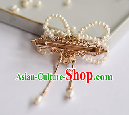 Chinese Ancient Hanfu Tassel Hairpin Traditional Ming Dynasty Princess Pearls Hair Claw