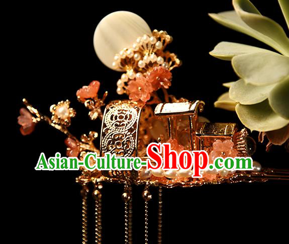Chinese Traditional Wedding Shell Hair Stick Ancient Ming Dynasty Princess Tassel Hairpin
