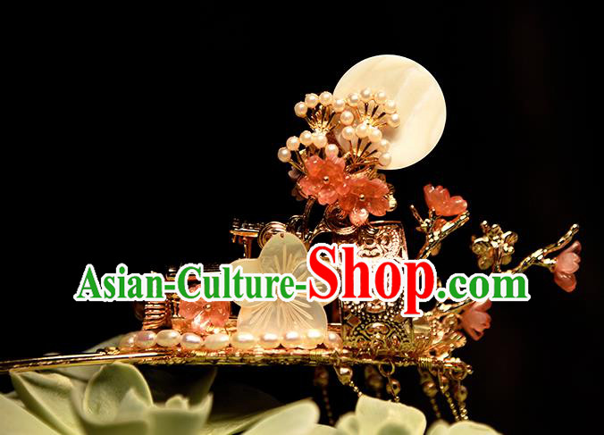 Chinese Traditional Wedding Shell Hair Stick Ancient Ming Dynasty Princess Tassel Hairpin