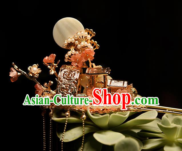 Chinese Traditional Wedding Shell Hair Stick Ancient Ming Dynasty Princess Tassel Hairpin