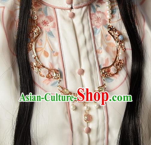 China Classical Gems Necklace Traditional Ming Dynasty Princess Golden Phoenix Necklet Accessories