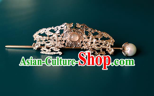Chinese Traditional Hanfu Hair Accessories Ancient Swordswoman Golden Hair Crown and Hairpin