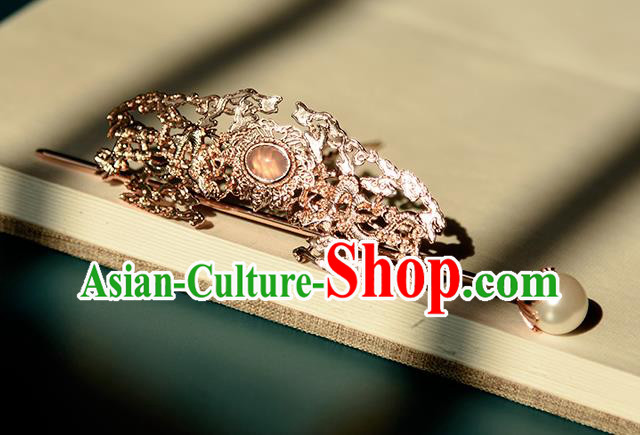 Chinese Traditional Hanfu Hair Accessories Ancient Swordswoman Golden Hair Crown and Hairpin