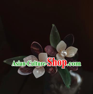 Chinese Traditional Song Dynasty Hair Stick Ancient Princess Shell Orchids Hairpin