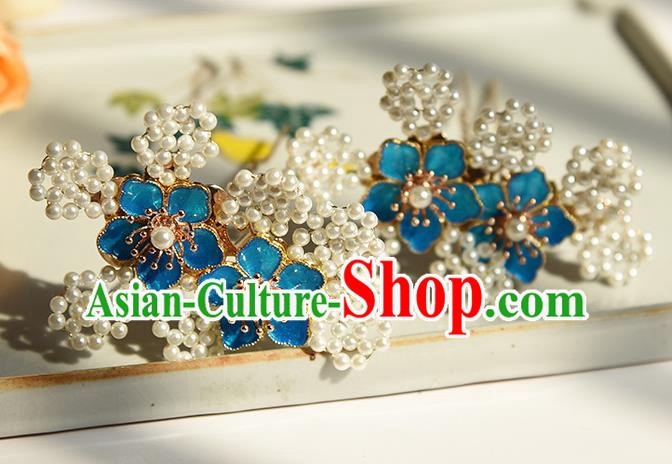 Chinese Ancient Palace Lady Hairpin Traditional Ming Dynasty Cloisonne Plum Hair Stick