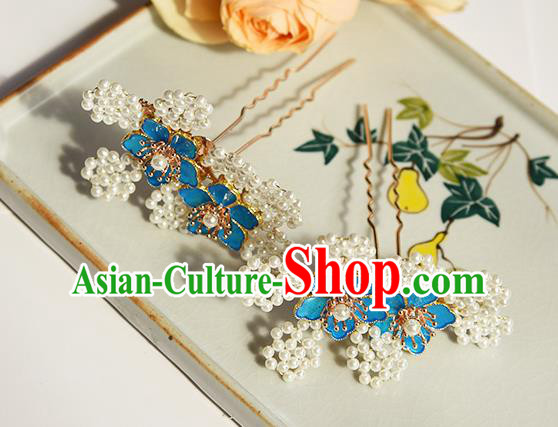 Chinese Ancient Palace Lady Hairpin Traditional Ming Dynasty Cloisonne Plum Hair Stick