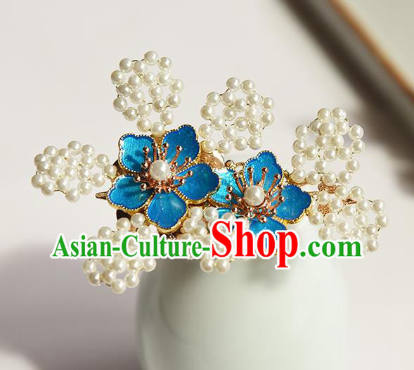 Chinese Ancient Palace Lady Hairpin Traditional Ming Dynasty Cloisonne Plum Hair Stick