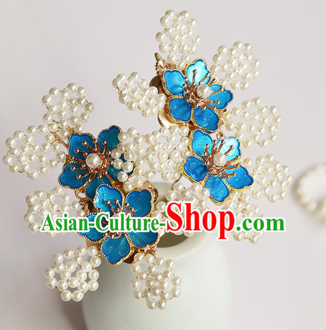 Chinese Ancient Palace Lady Hairpin Traditional Ming Dynasty Cloisonne Plum Hair Stick