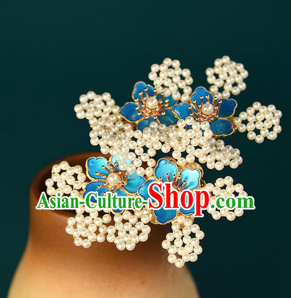Chinese Ancient Palace Lady Hairpin Traditional Ming Dynasty Cloisonne Plum Hair Stick