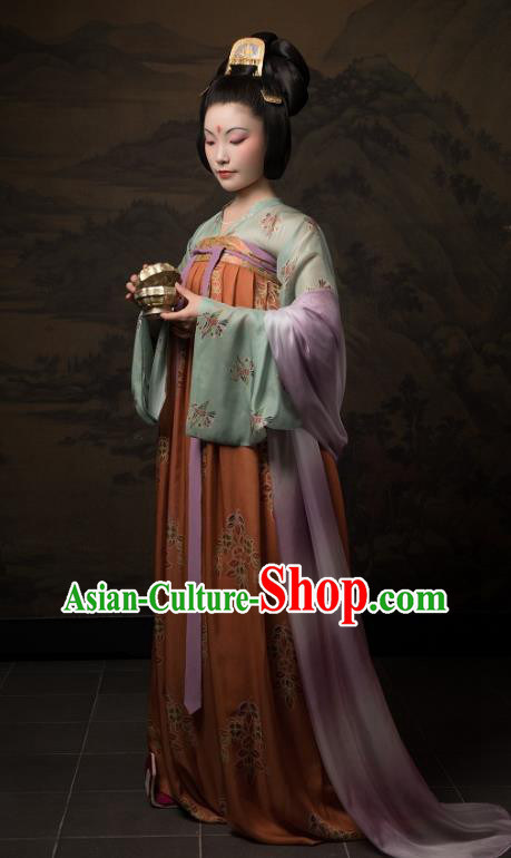 China Traditional Tang Dynasty Palace Lady Historical Clothing Ancient Court Woman Hanfu Costumes