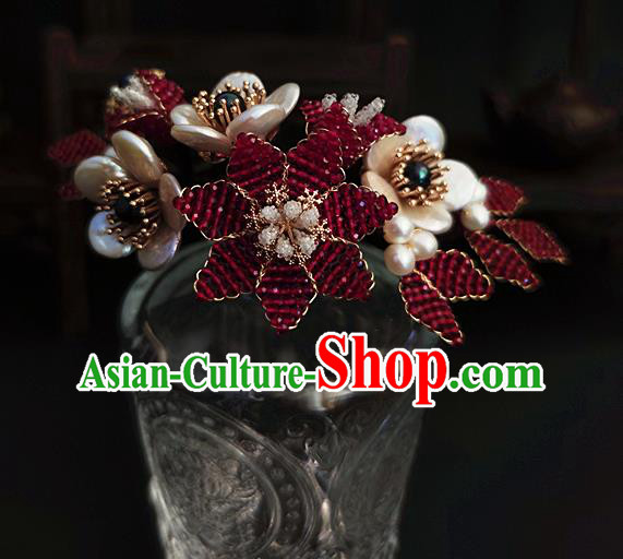 Chinese Traditional Ming Dynasty Hair Comb Ancient Palace Princess Shell Plum Blossom Hairpin