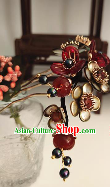Chinese Traditional Ming Dynasty Plum Blossom Hair Comb Ancient Palace Princess Hairpin Headpiece