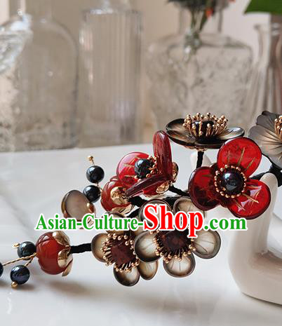 Chinese Traditional Ming Dynasty Plum Blossom Hair Comb Ancient Palace Princess Hairpin Headpiece