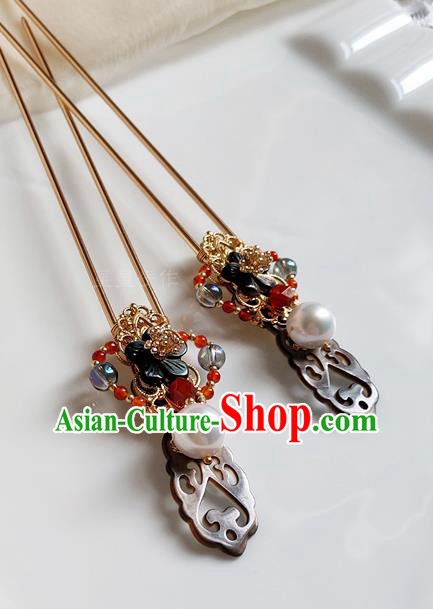 Chinese Traditional Hanfu Hair Stick Ancient Palace Princess Black Shell Hairpin