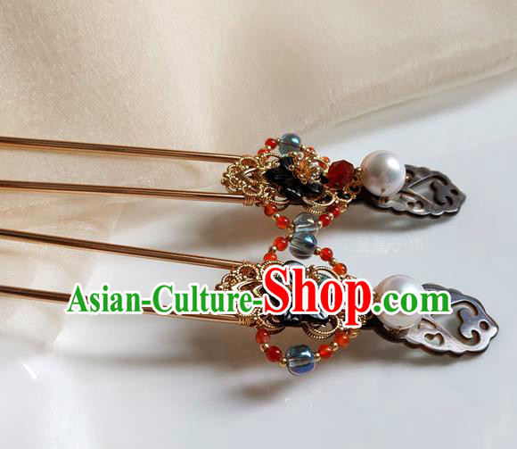 Chinese Traditional Hanfu Hair Stick Ancient Palace Princess Black Shell Hairpin