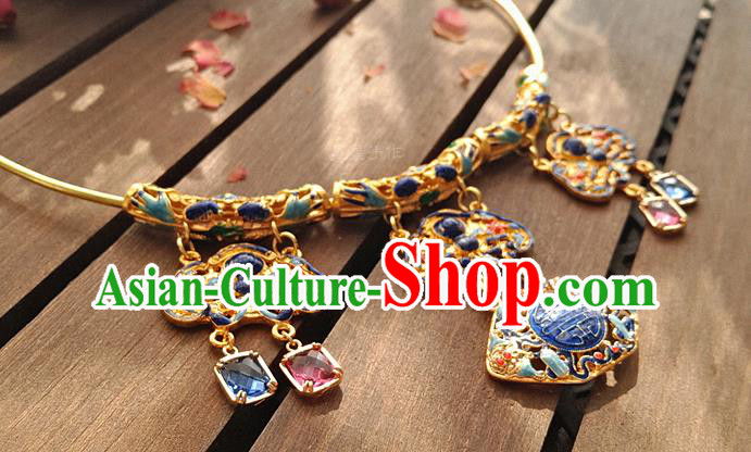 China Classical Ancient Imperial Concubine Cloisonne Necklace Traditional Qing Dynasty Court Necklet Accessories