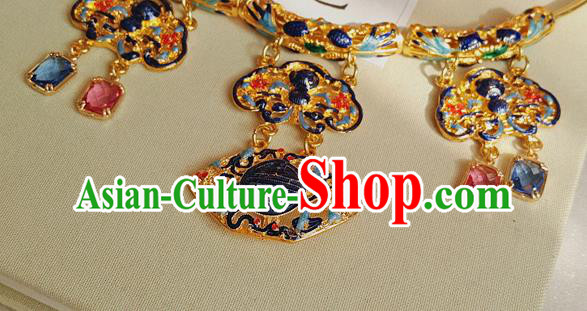 China Classical Ancient Imperial Concubine Cloisonne Necklace Traditional Qing Dynasty Court Necklet Accessories