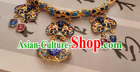 China Classical Ancient Imperial Concubine Cloisonne Necklace Traditional Qing Dynasty Court Necklet Accessories
