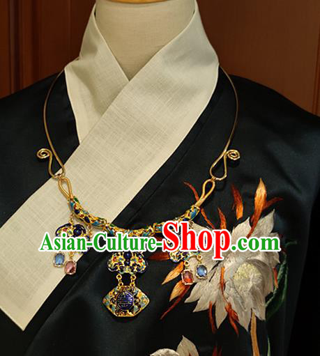 China Classical Ancient Imperial Concubine Cloisonne Necklace Traditional Qing Dynasty Court Necklet Accessories