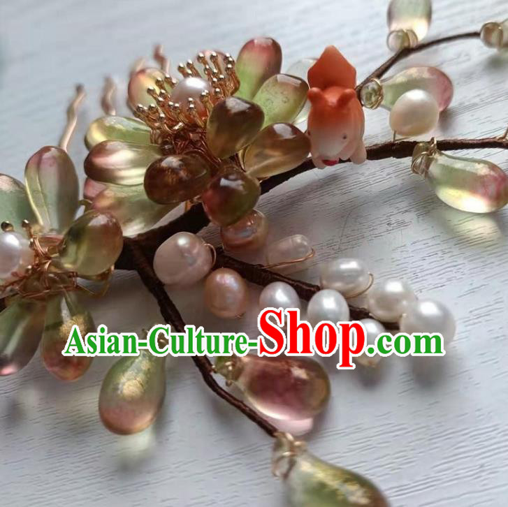 Chinese Ancient Young Woman Hairpin Hair Accessories Traditional Ming Dynasty Hanfu Hair Comb