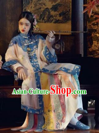 China Qing Dynasty Imperial Concubine Historical Costumes Ancient Court Woman Embroidered Clothing