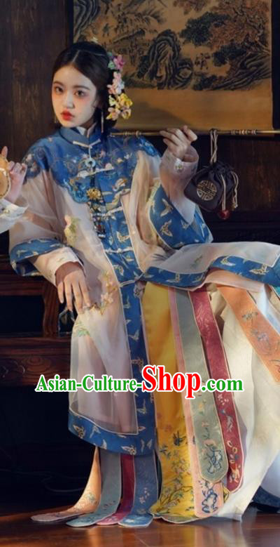 China Qing Dynasty Imperial Concubine Historical Costumes Ancient Court Woman Embroidered Clothing