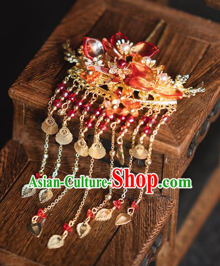 Chinese Classical Tassel Hair Sticks Traditional Wedding Headwear Xiuhe Suit Bride Hairpins