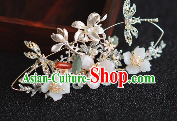 Chinese Classical Bride Hair Crown Traditional Wedding Headwear Xiuhe Suit Flowers Hair Clasp