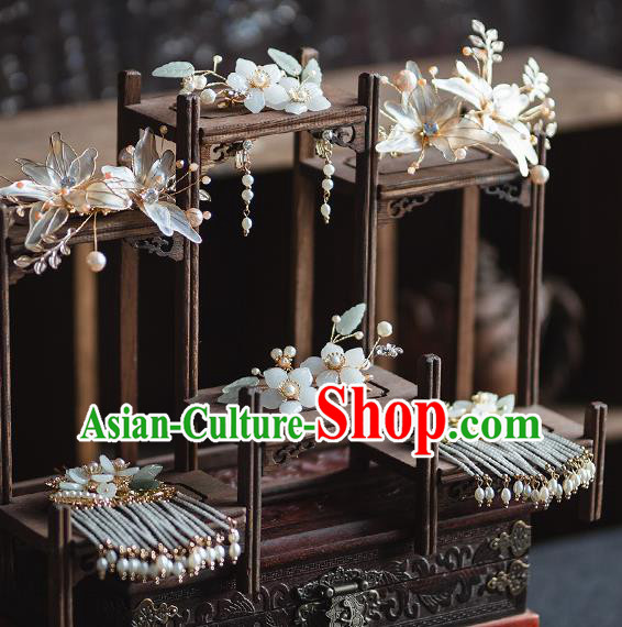 Chinese Classical Bride Tassel Hair Sticks Traditional Wedding Hair Accessories Xiuhe Suit Hairpins