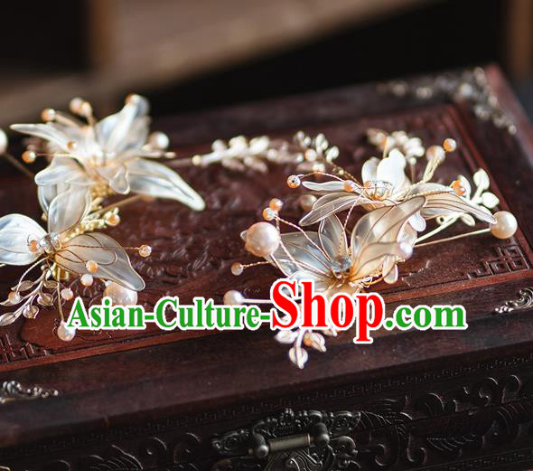 Chinese Classical Bride Tassel Hair Sticks Traditional Wedding Hair Accessories Xiuhe Suit Hairpins