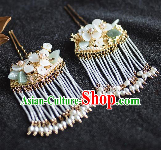 Chinese Classical Bride Tassel Hair Sticks Traditional Wedding Hair Accessories Xiuhe Suit Hairpins