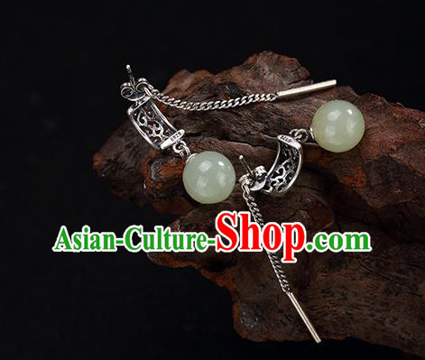 China Handmade National Earrings Traditional Cheongsam Silver Tassel Ear Accessories