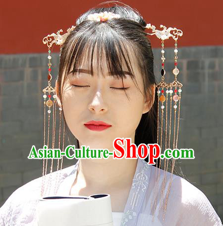 Chinese Ancient Court Lady Hairpin Traditional Hanfu Ming Dynasty Golden Tassel Hair Clip