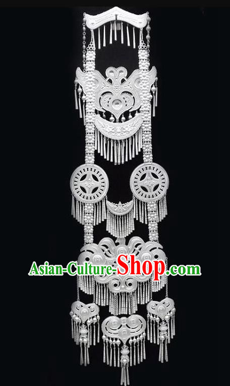 China Traditional Yi Nationality Silver Necklace Accessories Handmade Liangshan Ethnic Bride Necklet