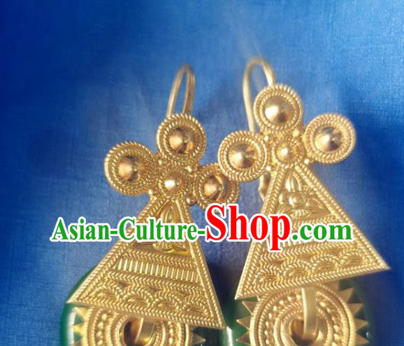 China Traditional Yi Nationality Ear Accessories Handmade Liangshan Ethnic Folk Dance Earrings